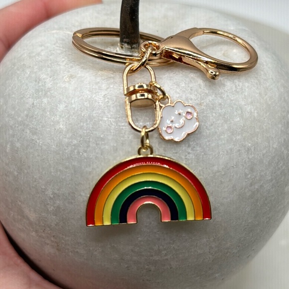 3/$15 Gold Rainbow Enameled Keychain - Picture 1 of 6